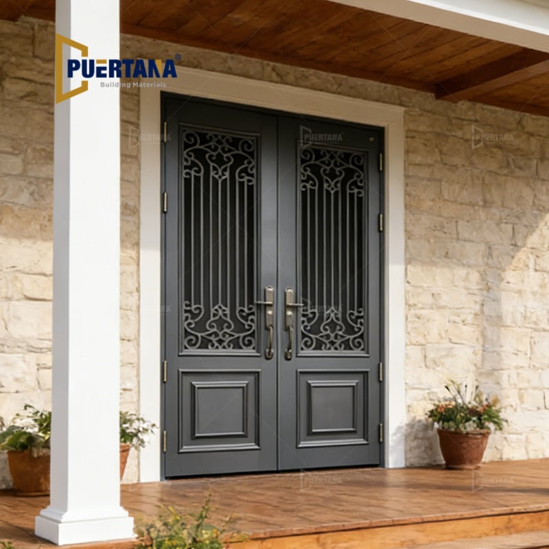 Iron Look Design Aluminum Front Entry Door for House Project