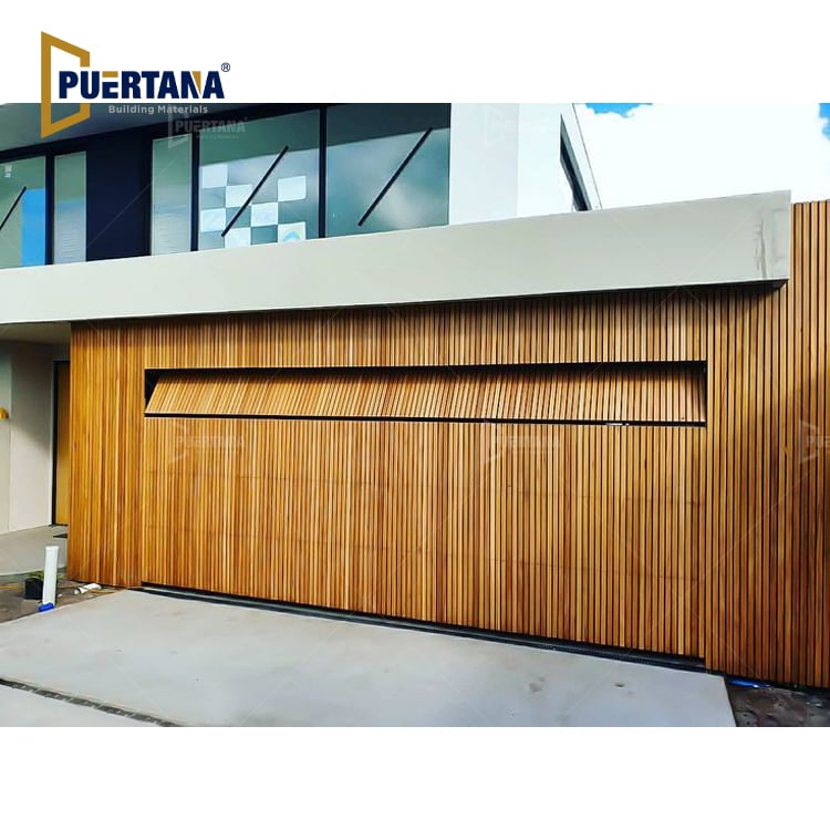 Seamless Clad-Match Design Flush Mount Panel Wood Timber-look Vertical Slats Decorative Battens Modern Sectional Garage Door