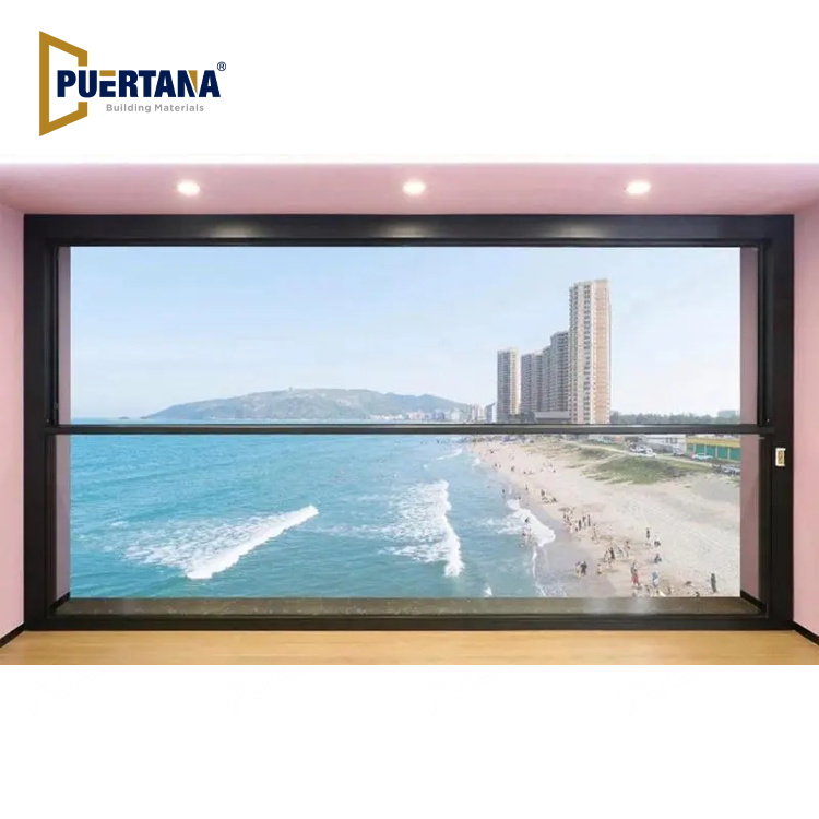 Ventana de aluminio corrediza vertical elevable hacia arriba Ventana de aluminio corrediza hacia arriba y hacia abajo Ventanas de guillotina motorizadas