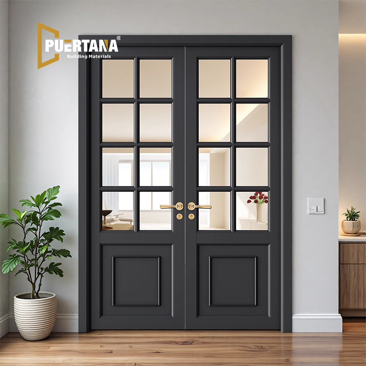 ‌Soundproof Aluminum French Interior Door – Noise Reduction Design