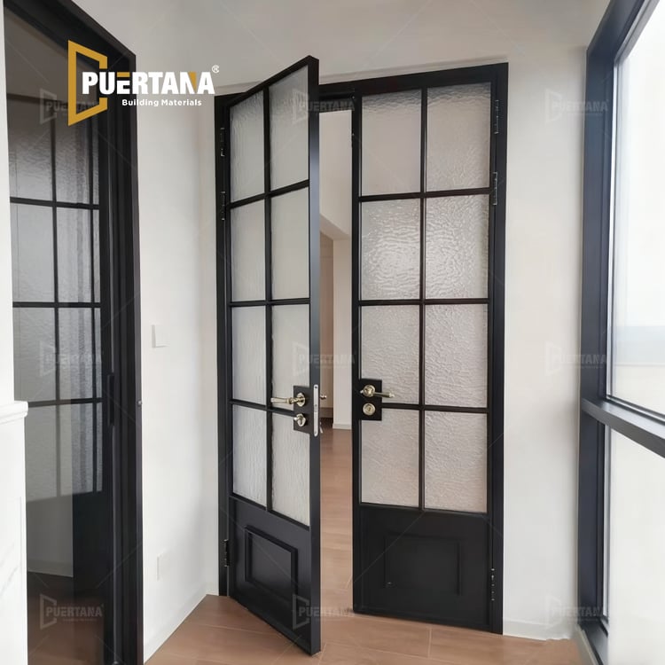 Steel Look Aluminum French Door For Indoor Space