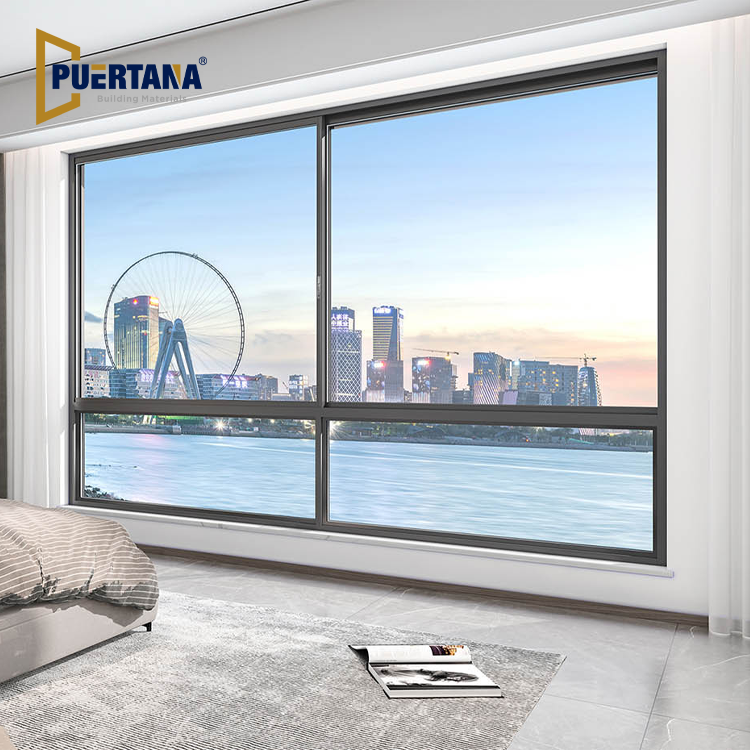 Thermal Break Aluminum Ultra Slim Line Frame Slider Horizontal Sliding Windows