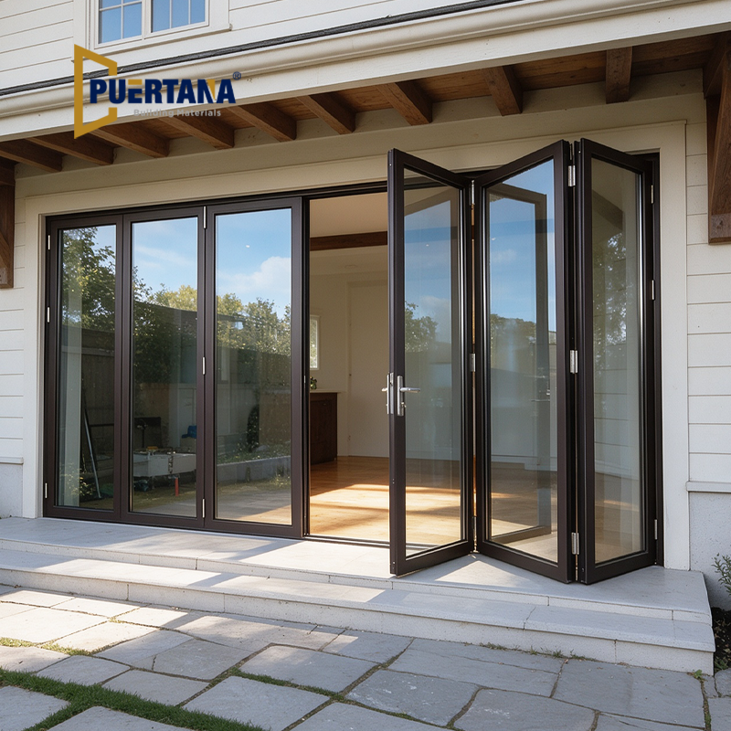 Energy-saving Exterior Aluminum Folding Patio Door with Retractable Screen