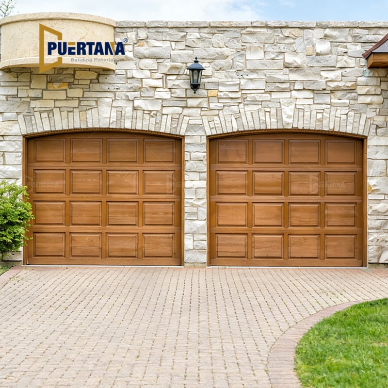 Custom Raised Panel Wood Sectional Garage Doors For Luxury Houses