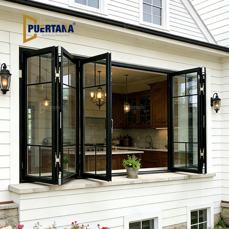 Aluminum Bifold fold-and-slide Window Folding Pass-Through Windows For Kitchen