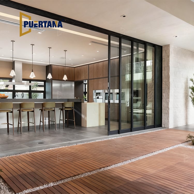 Exterior Conceal Stacking Door Sliding Patio Door Aluminium Hidden Glass Pocket Slide Doors Inside the Wall