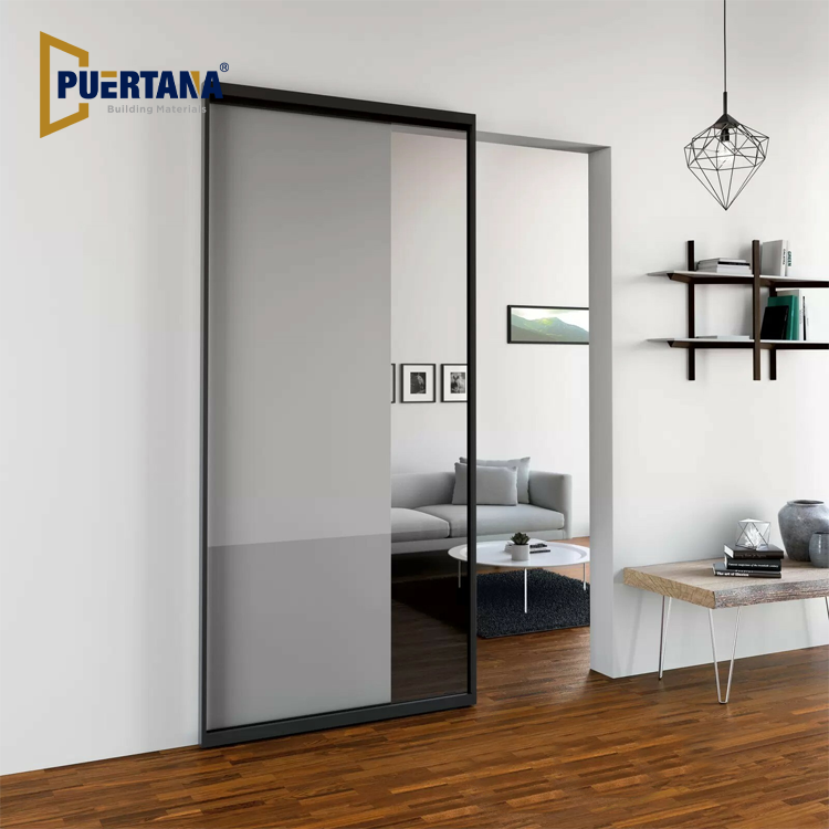 Floating Frameless Aluminum Concealed Invisible Sliding Barn Door Soft Closing Interior Wall Mount Hidden Track Ghost Doors