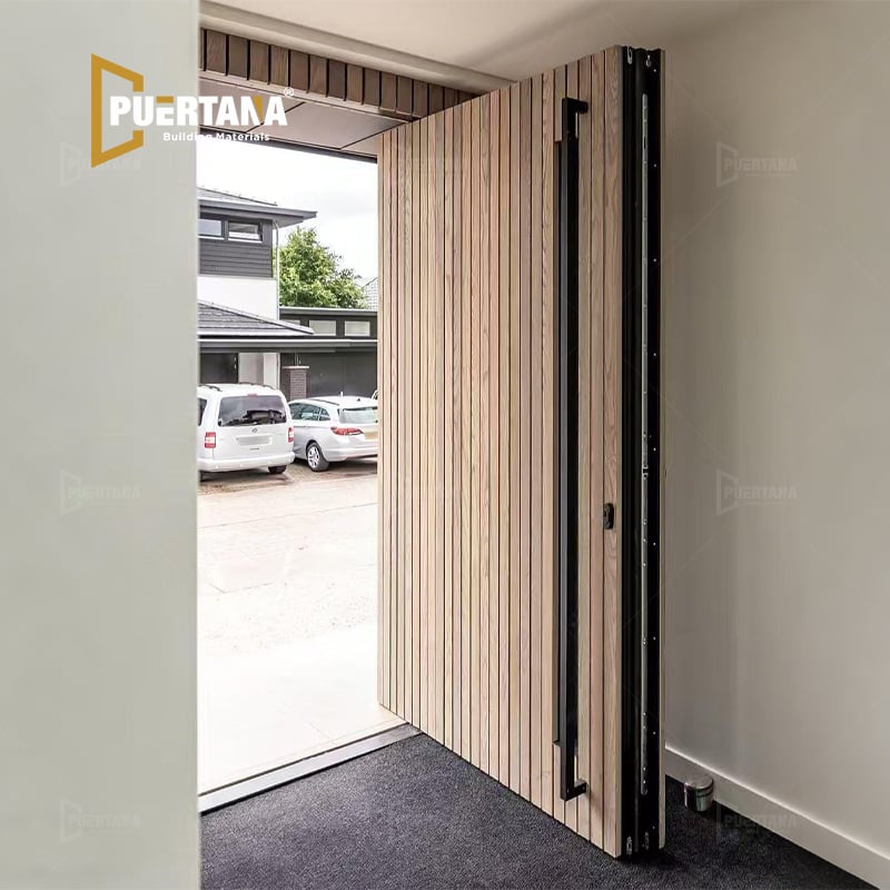 Invisible Wood Timber-look Vertical Slats Decorative Battens Modern Aluminum Security Front Entry Door