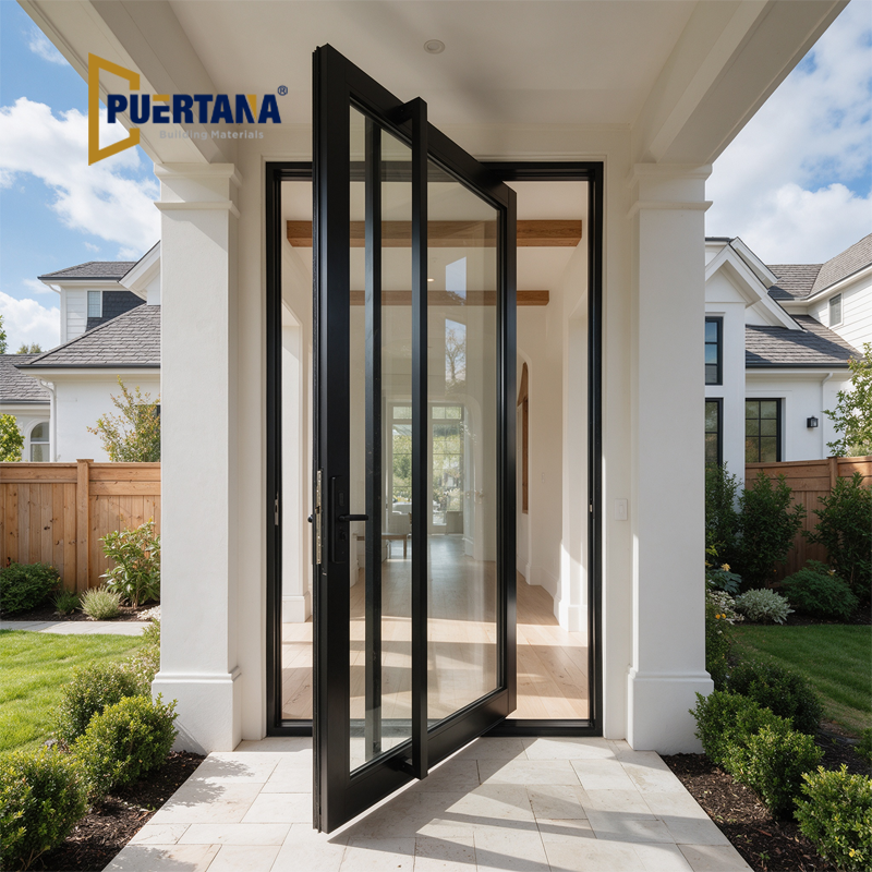 Exterior Thermal Break Aluminum Glass Pivot Patio Doors for House Project
