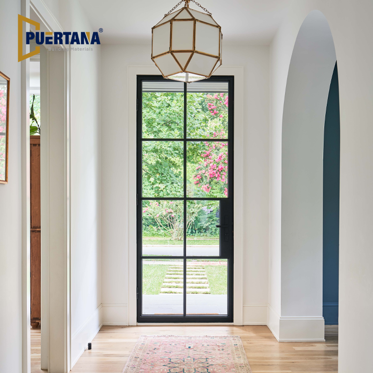 Arched Top Steel Look Thermally Broken Aluminum Hinged Swing Doors