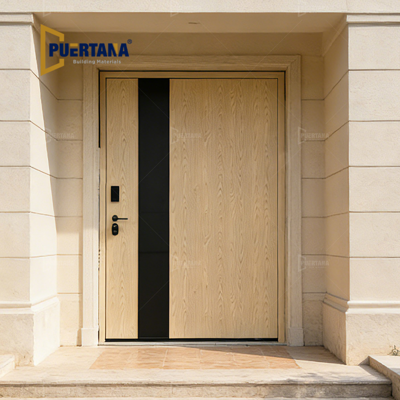 Premium Stylish Minimalist Oak Wood Look Aluminum Pivot Front Door for Modern Spaces