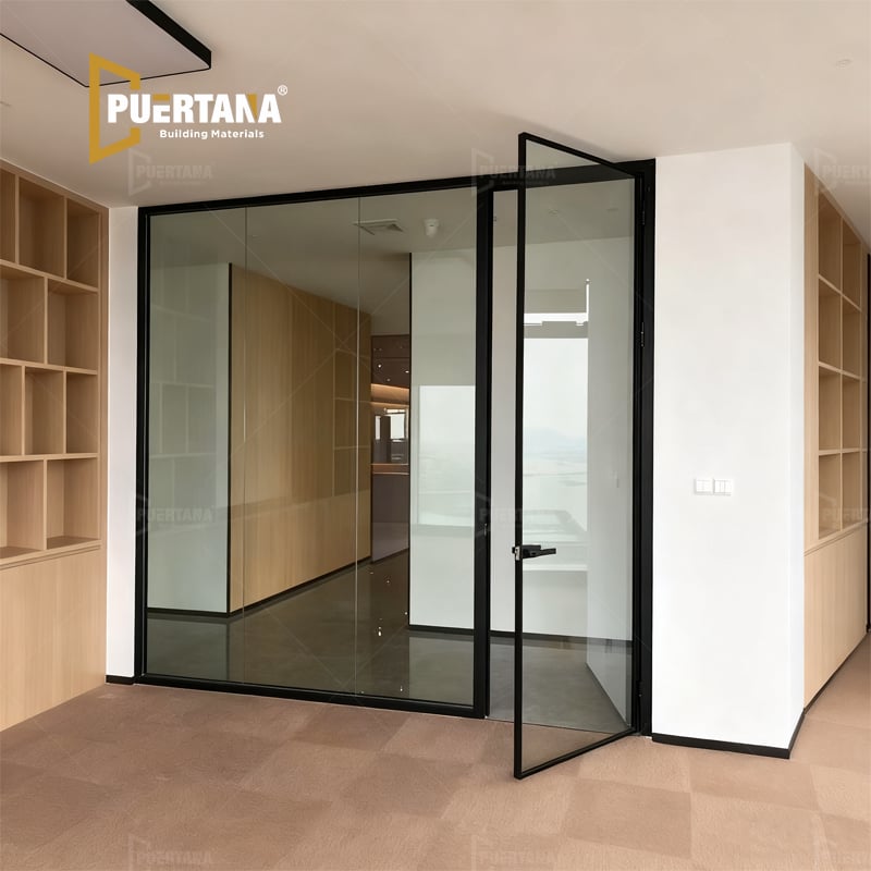 Customized Interior Aluminum Office Glass Wall Partitions  With Door
