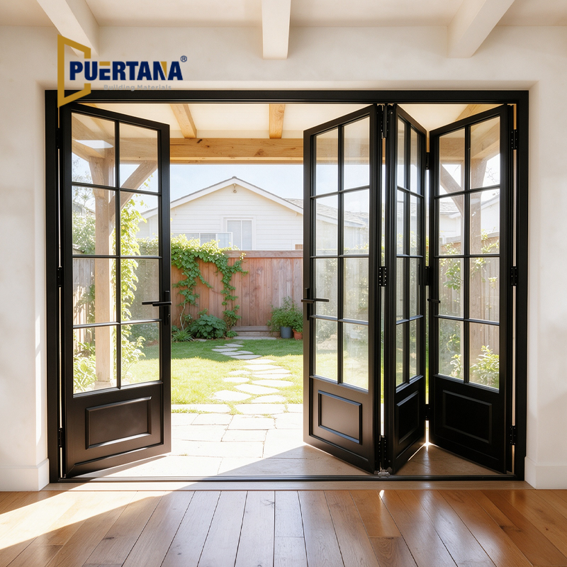 Crittall Style Steel Look Exterior Aluminum Folding Patio Door