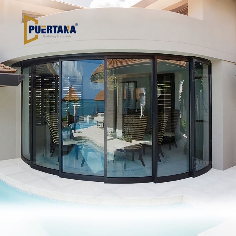 Heavy-Duty Multi-Panel Track Curved Glass Aluminum Pocket Sliding Patio Door