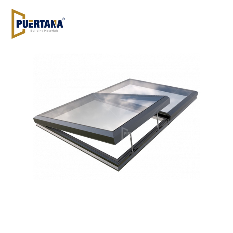 Electric Aluminum Flat Roof Skylight Rooflight Windows