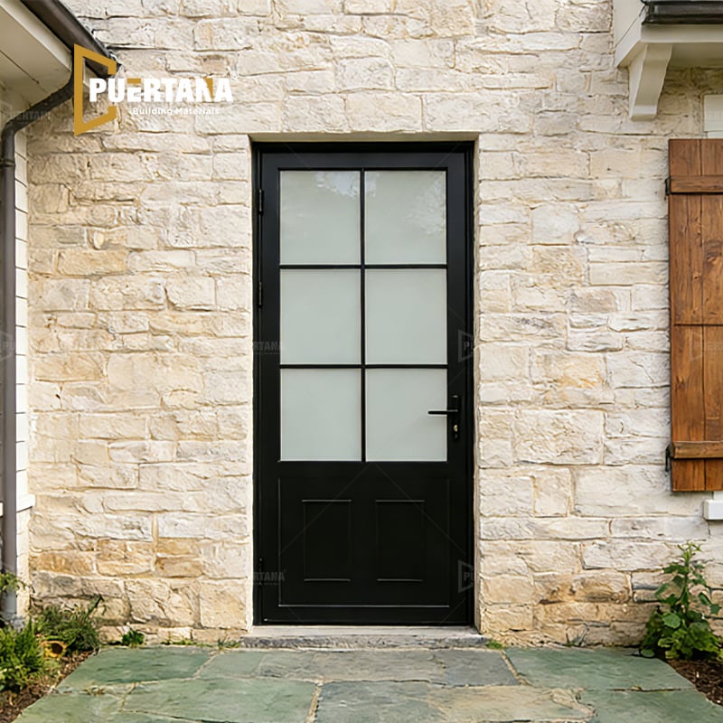 Thermally Broken Aluminum Prehung Shaker Single Patio Door For Modern FarmHouse Backyard Exterior