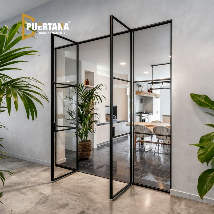 Interior Aluminum Partition Door - 6063-T5 Frame Tempered Glass for Office/Meeting Rooms