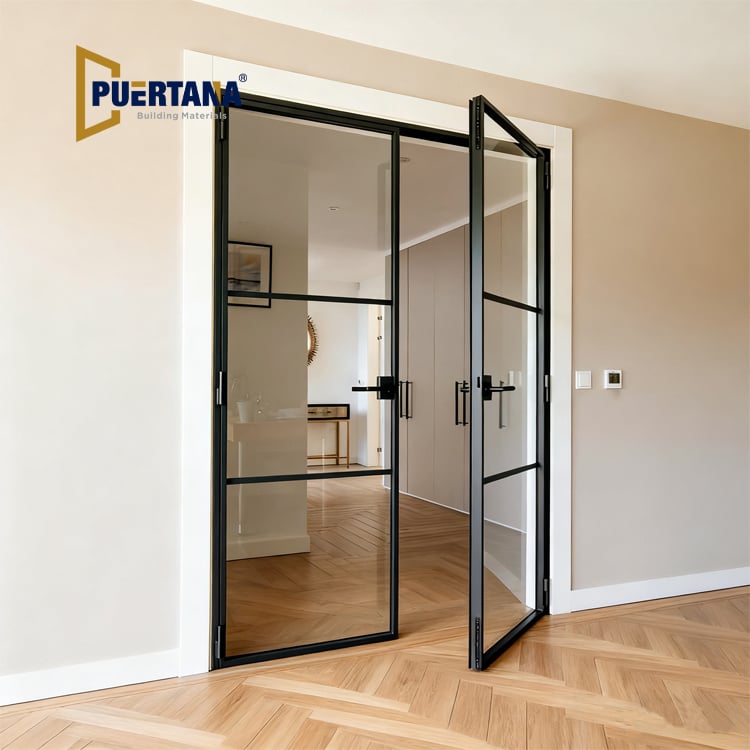 Lightweight Interior Aluminum Partition French Door - Clear Glass for Modern Residential Renovation