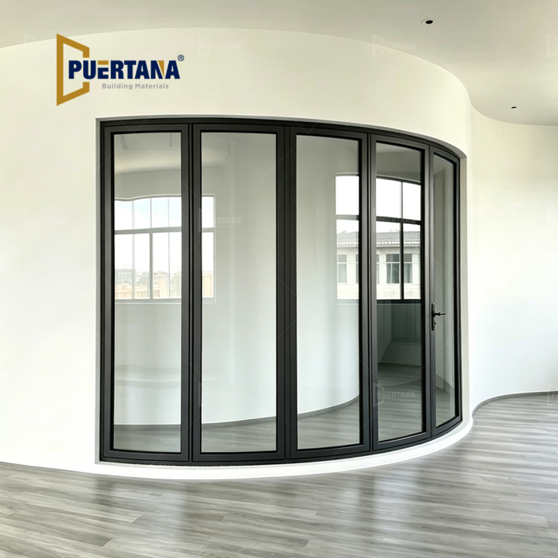 Custom Panoramic Multi-Panel Curved Aluminum Folding/Bi-fold Accordion Patio Door for Rounded Wall, Sunroom, Balcony