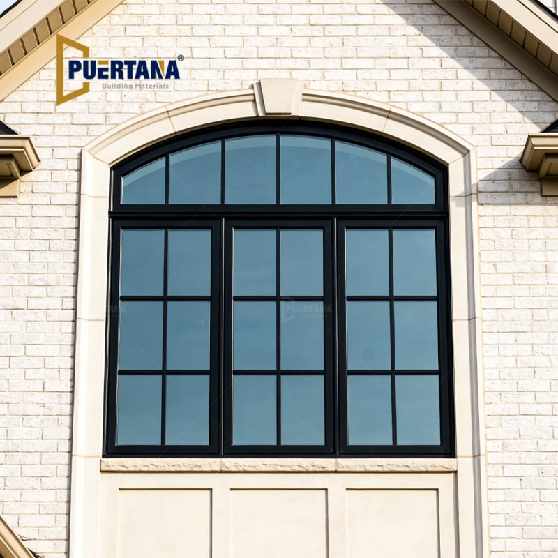 Half Circle Arch Topped Shaped Aluminum Casement Window For Historical Restoration