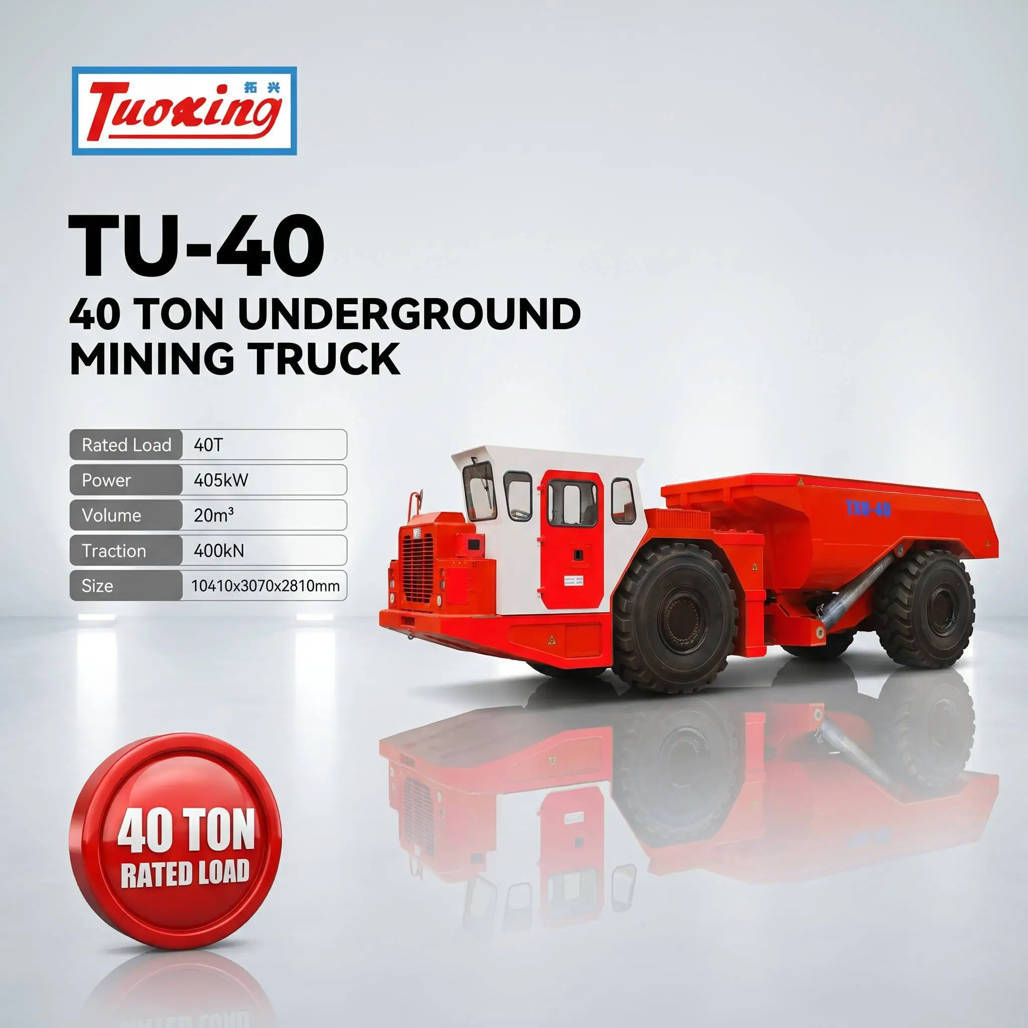 Yantai tuoxing Underground Mine Cargo Tipper Truck Mining Mico Dumpers Mining Dump Truck 40T Diesel Four Wheel Engineering Vehic