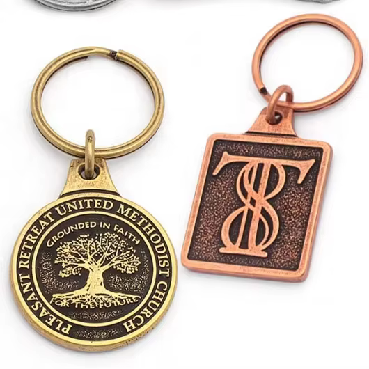 Wholesale Custom Rotund Keychain China Metal Custom logo Keychain Emboss Custom Antique Keychain