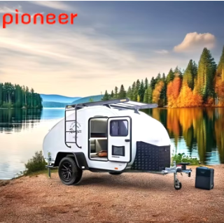 Tränenformiger Mini-Campinganhänger mit Elektrobremse für Truck-Camper und Outdoor-Camping, aus Fiberglas hergestellt