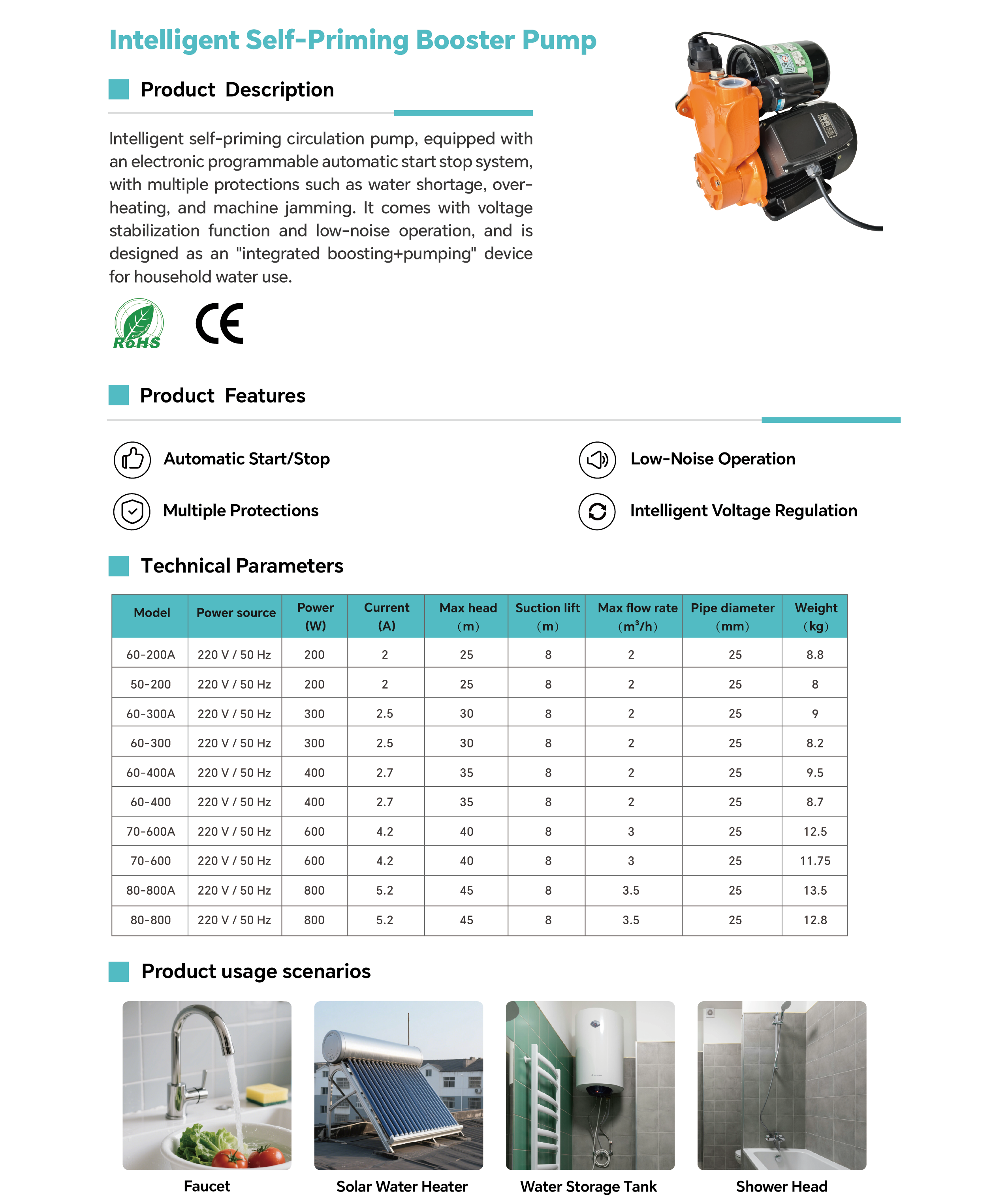 Household Automatic Self-Priming Water Booster Pump Pressure Control 220V Electric Self-Priming Domestic Home Pump.png