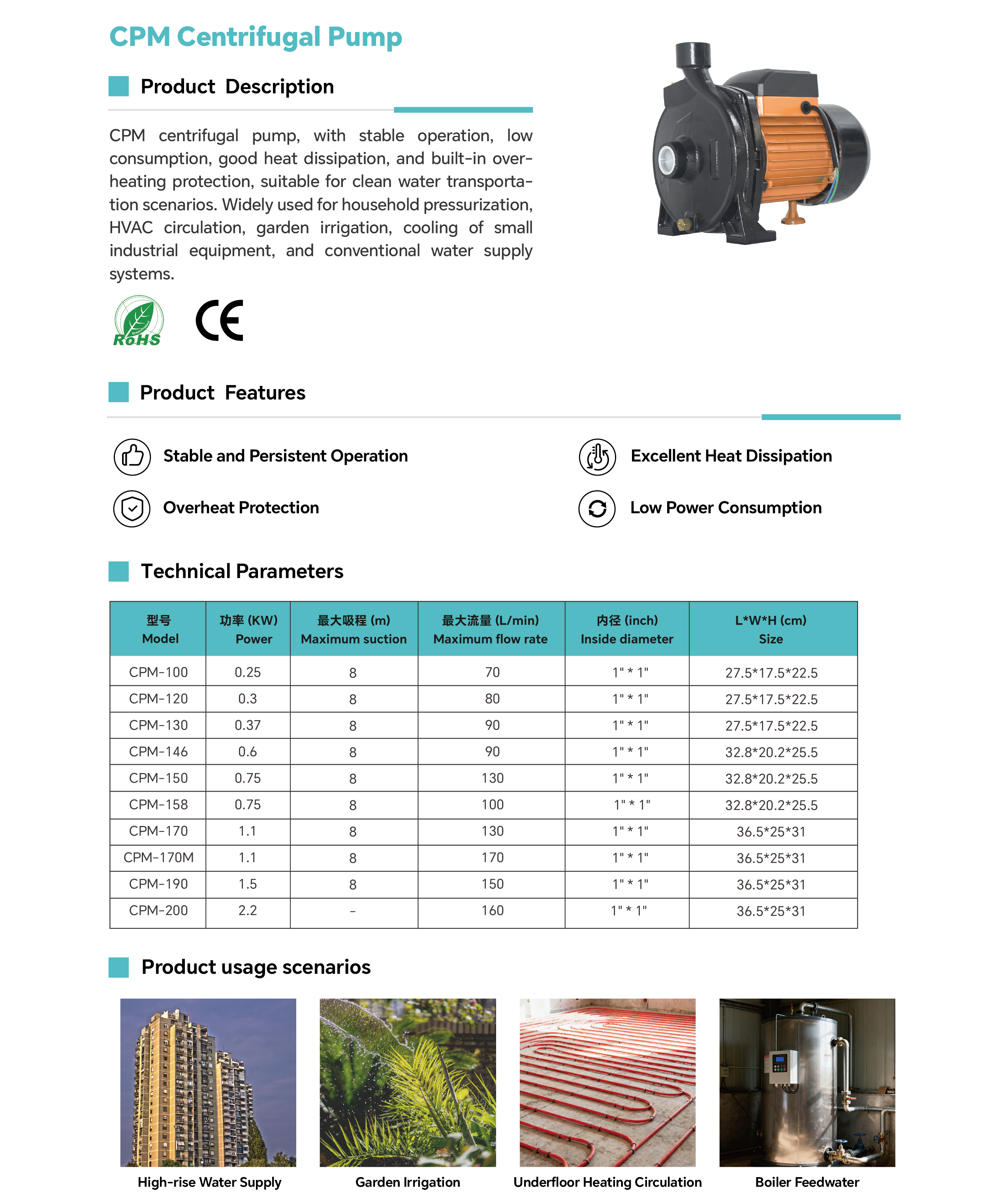 CPM Centrifugal Water Pump for Household, Small Farm Water Supply, Agricultural Irrigation, and Domestic Water Transfer.png