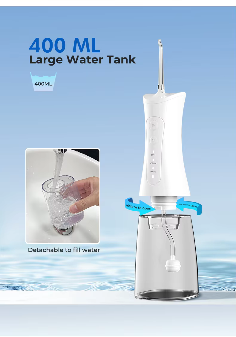 New Portable Water Floss IPX7 Waterproof with 400ml Large Capacity Removable Water Tank supplier
