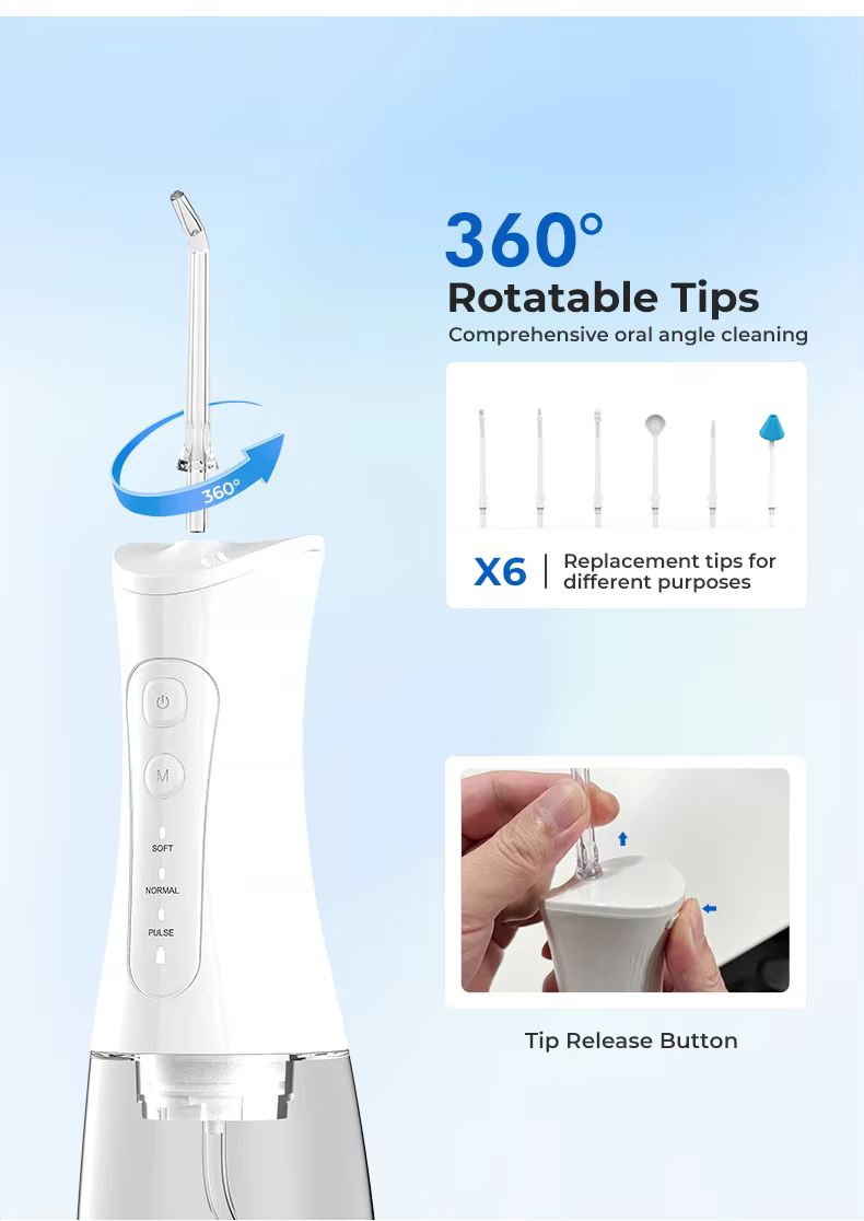 New Portable Water Floss IPX7 Waterproof with 400ml Large Capacity Removable Water Tank manufacture
