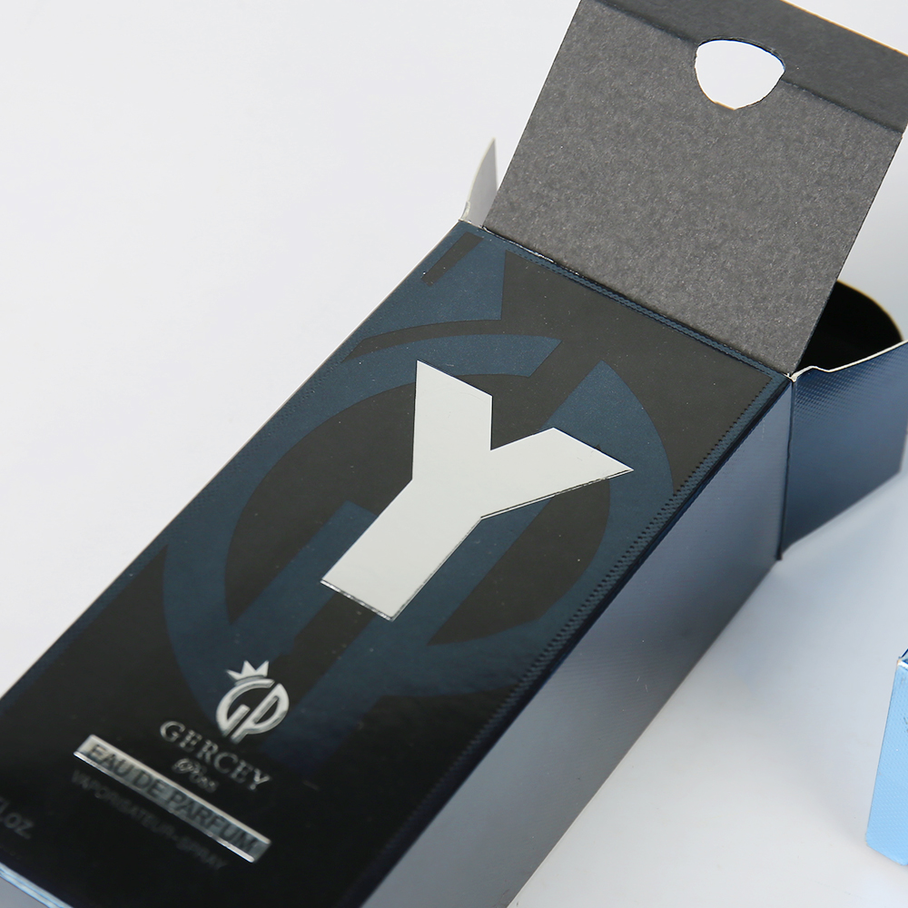 Custom Luxury Specialty Silver Card Paper Box Soft Cosmetics Box with Logo Printing for Perfume Packaging with Paper Lining