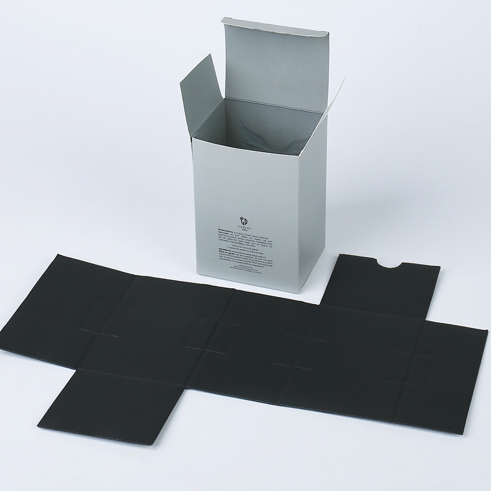 Custom Luxury Special Silver Card Paper Box Soft Cosmetics Box with Logo Printing for Arabic Perfume Packaging with Paper Lining