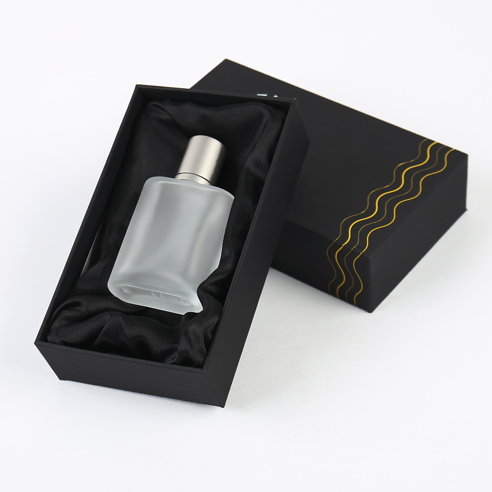 Custom 50ml Luxury Perfume Packaging Boxes Paper Cardboard Sponge and Velvet Liner Hot Stamping Base and Lid Rigid Box for Cosmetic