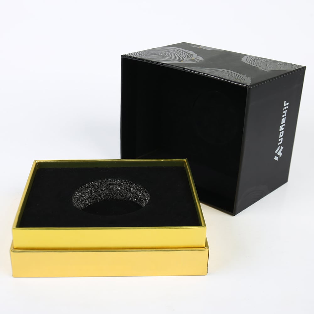 Custom Luxury Perfume Packaging Box Silver Hot Stamping Spot UV Recycle Heaven and Earth Cover Box with Foam Lining