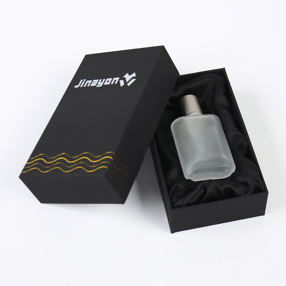 Custom 50ml Luxury Perfume Packaging Boxes Paper Cardboard Sponge and Velvet Liner Hot Stamping Base and Lid Rigid Box for Cosmetic
