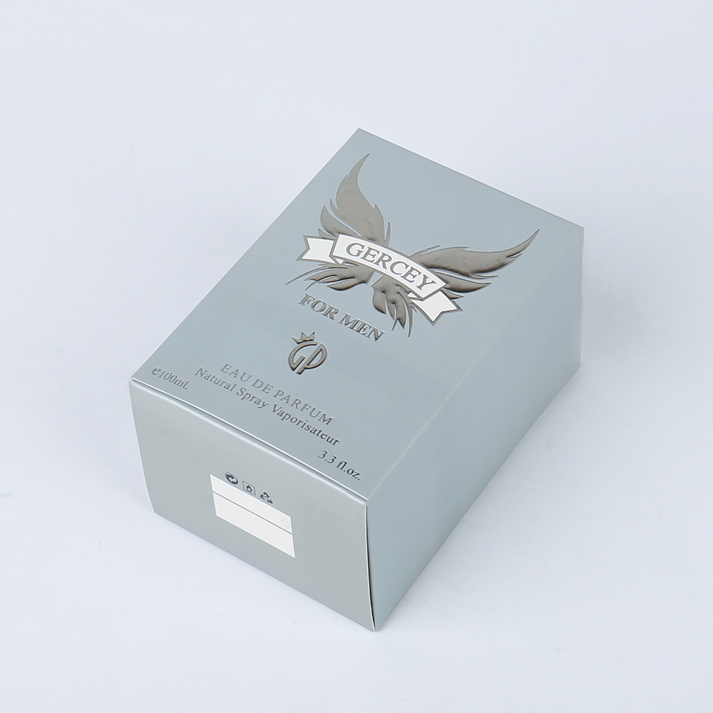 Custom Luxury Special Silver Card Paper Box Soft Cosmetics Box with Logo Printing for Arabic Perfume Packaging with Paper Lining