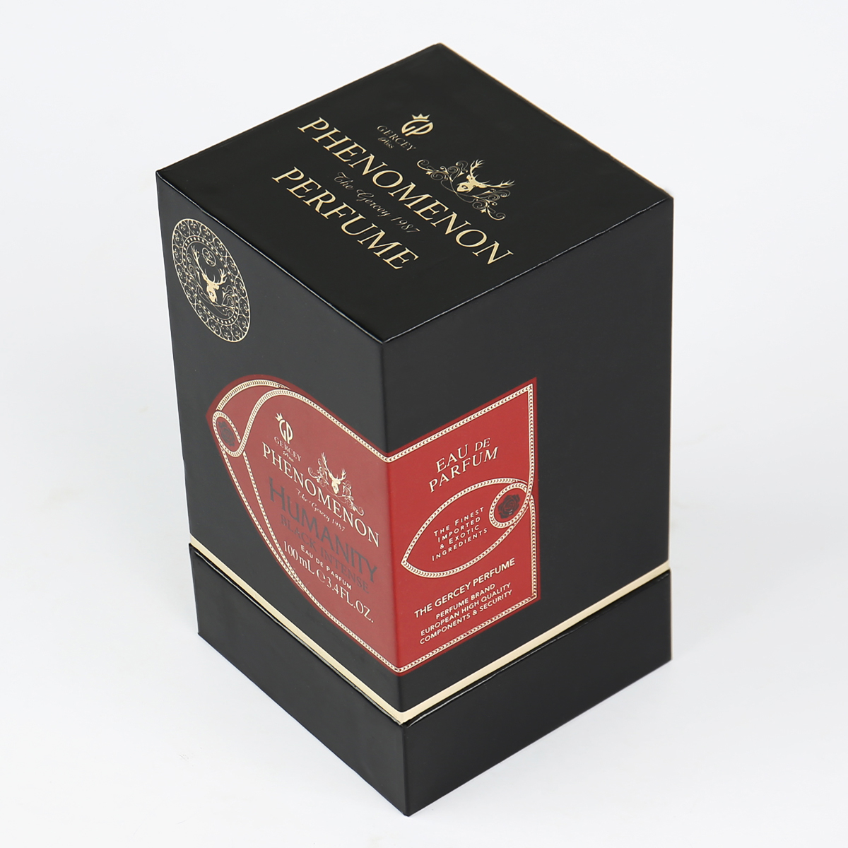 Custom Luxury Perfume Packaging Box Hot Stamping Heaven and Earth with Foam Lining
