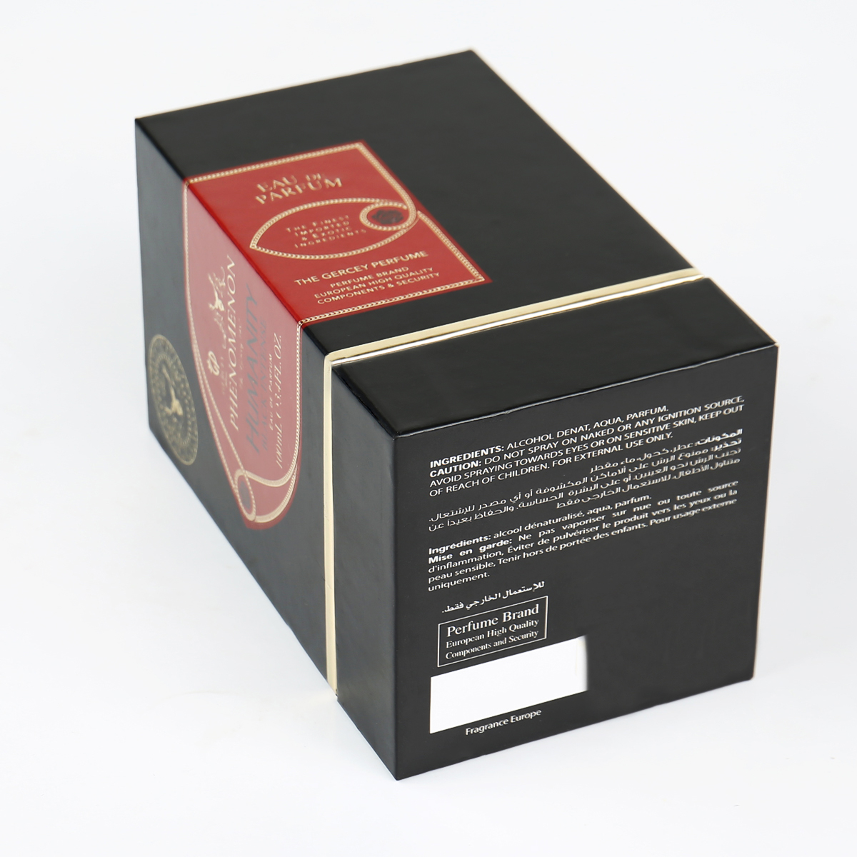Custom Luxury Perfume Packaging Box Hot Stamping Heaven and Earth with Foam Lining