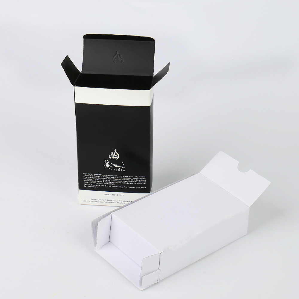 Custom Luxury Special Silver Card Box Soft Cosmetics Box with Logo Printing for Arabic Perfume Packaging with Anti Counterfeiting Label