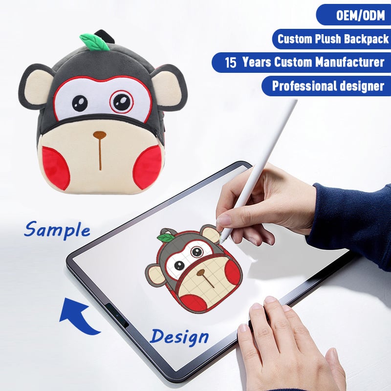 SUSHAN Wholesale Fashion Design Cute Cartoon Kids School Backpack Custom Logo Plush Toy Backpack