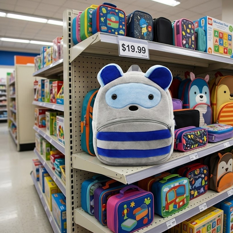 SUSHAN Wholesale Kids Animal Backpack, Custom Cartoon Plush School Bag with Zipper, Cute Double Shoulder Bag
