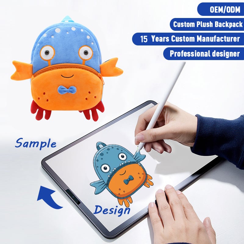 SUSHAN High Quality Cartoon Animal Plush Backpack Children Schoolbag Custom Plushies Design Cute Kindergarten Baby Backpack