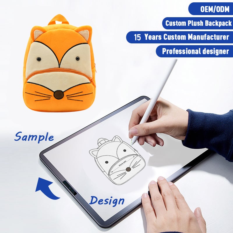 SUSHAN Custom Cute Children Cartoon Backpack Plush School Bag Back Pack Baby Backpack for Kindergarten Plush Tote Bag