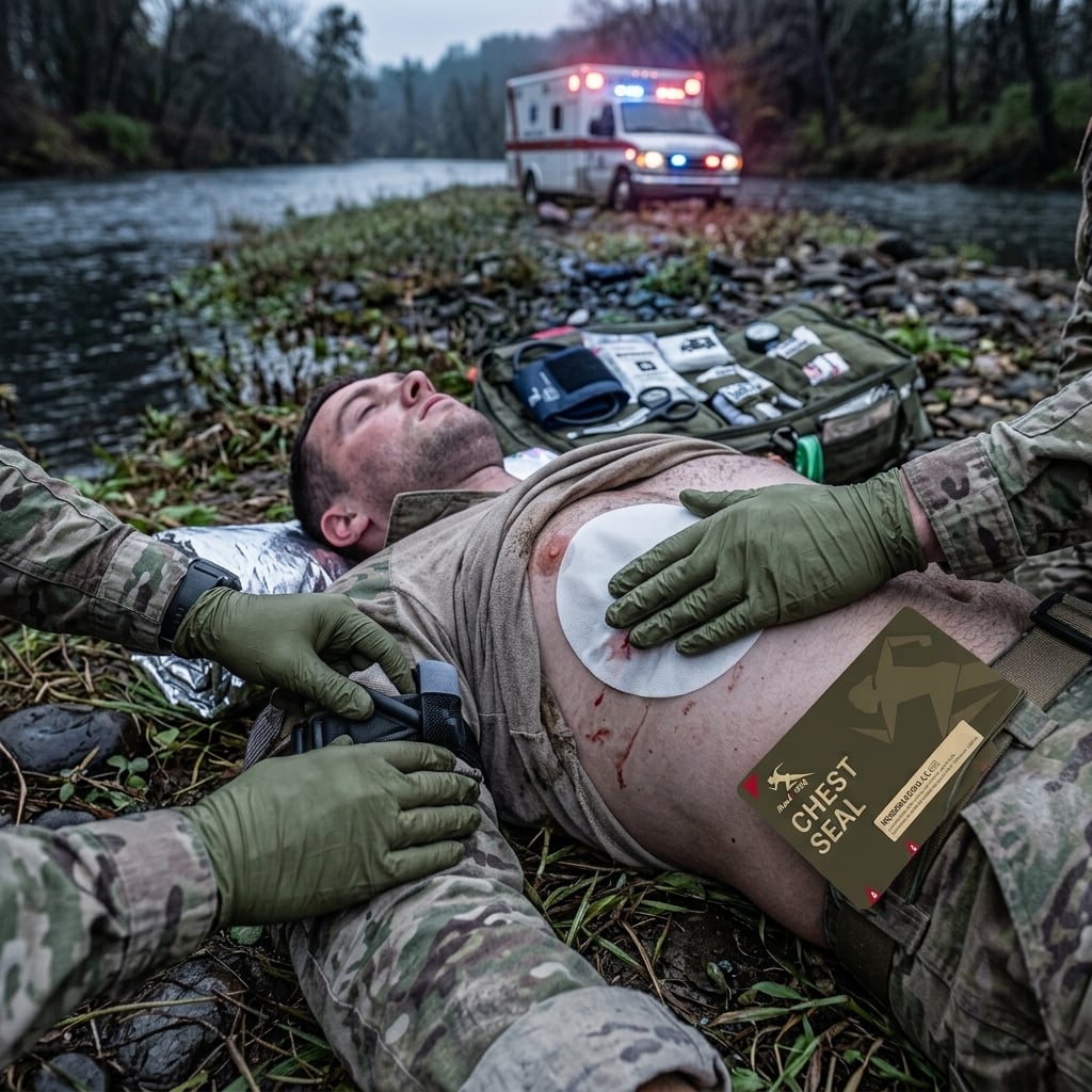 Releases a Medical-Grade Chest Seal: A Vented Chest Seal Engineered to Seal Open Pneumothorax and Prevent Tension Pneumothorax