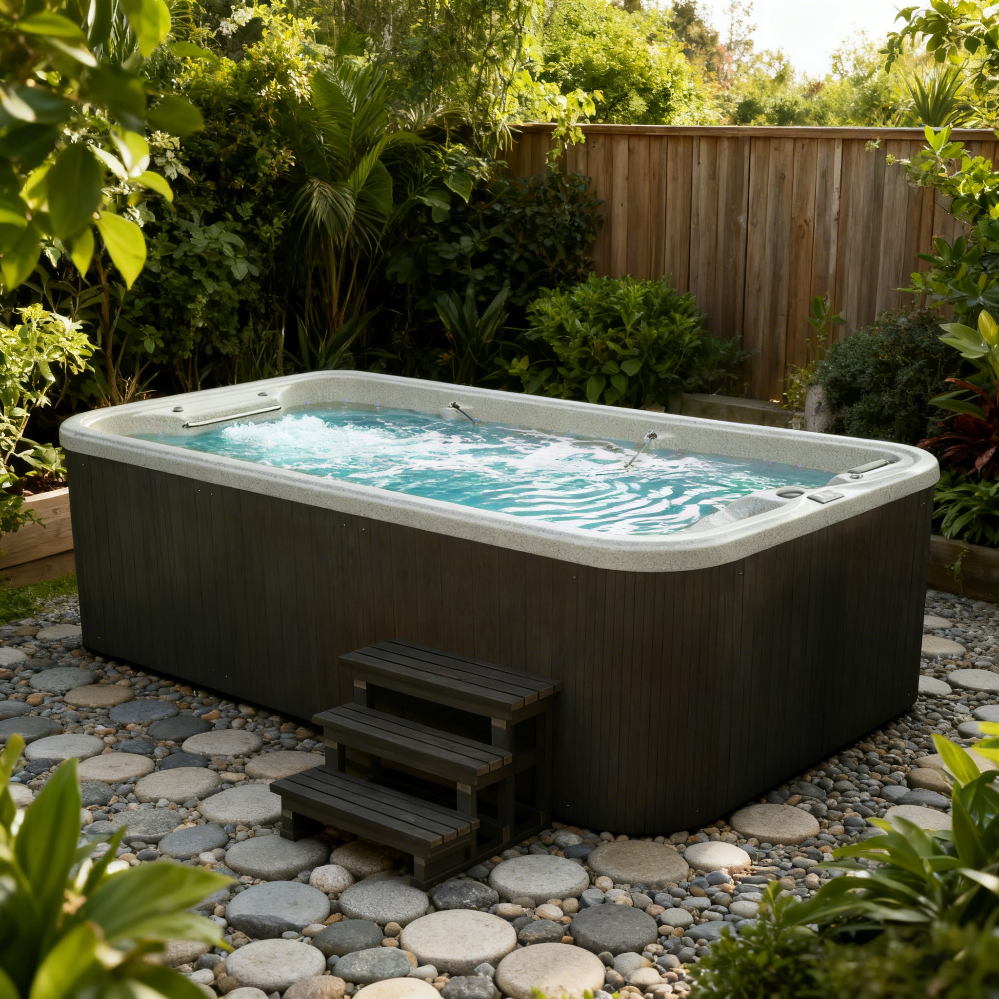 HOKO Modern Freestanding 5-Person Outdoor Spa Bath Tub 4m Swim Pool with Balboa Hot Tub Jets for Hotels