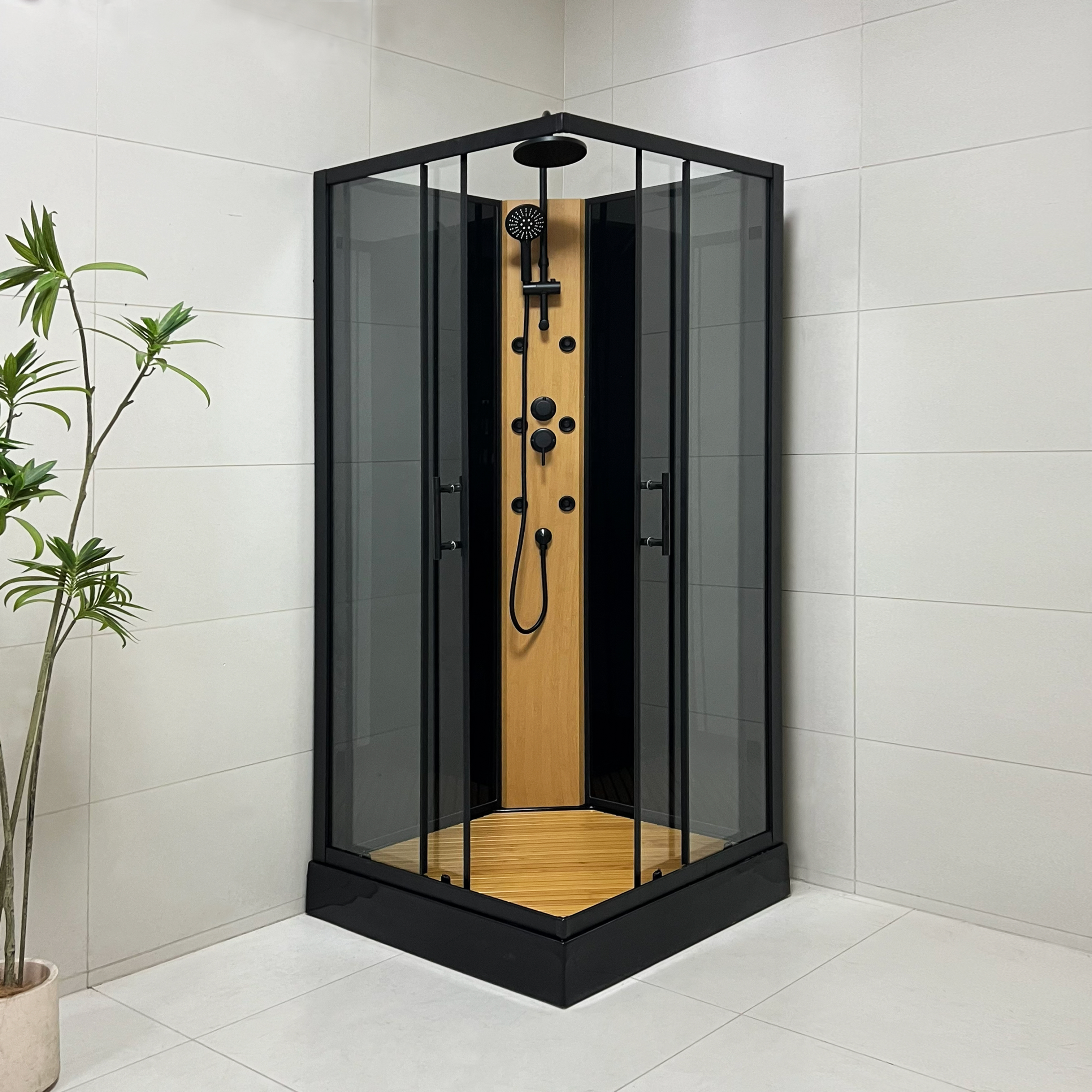 HOKO Modern Luxury Shower Steam Sauna with Tempered Glass and Aluminum Alloy Frame Square Design for Hotel Use