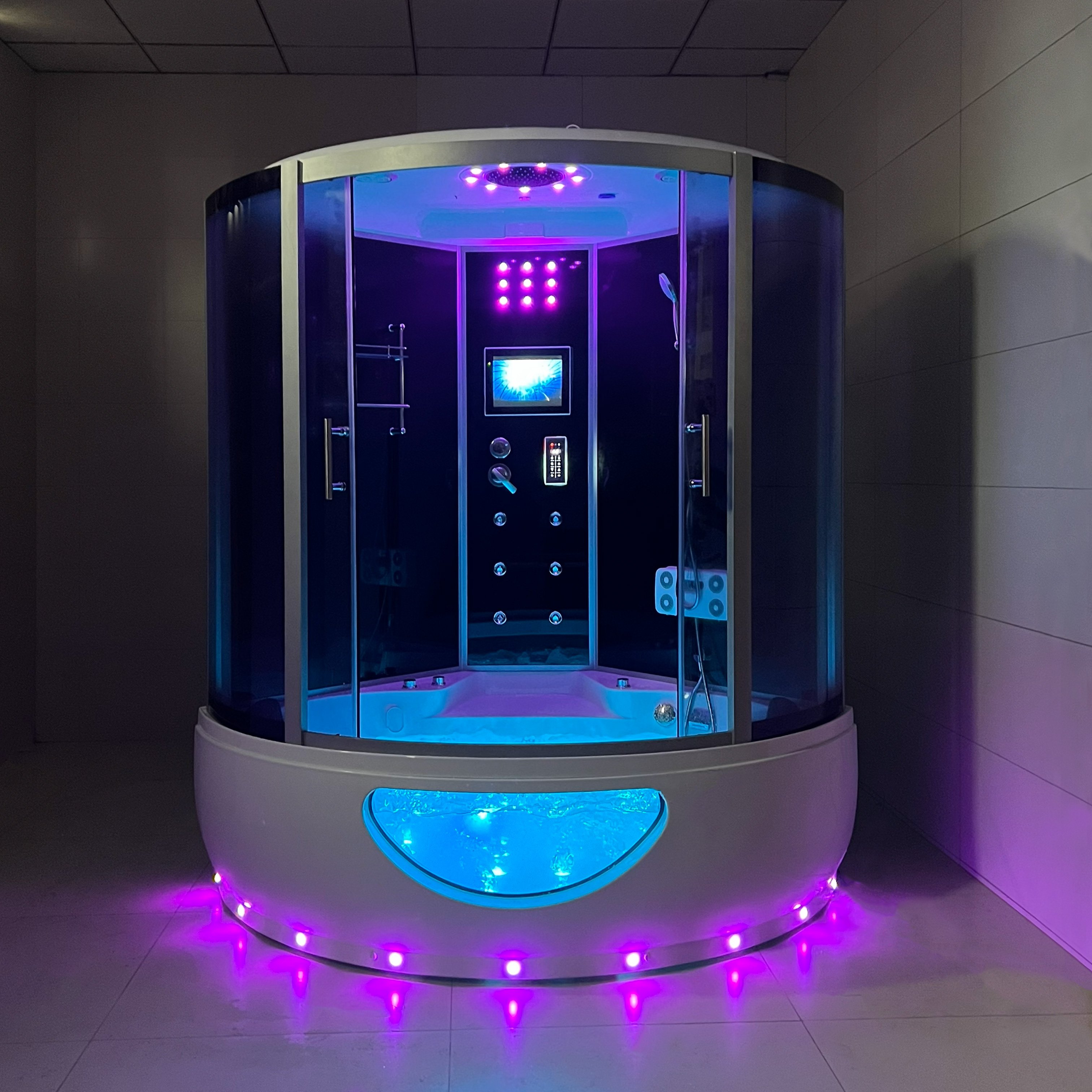 HOKO Acrylic Shower Steam Sauna Room Tempered Glass Aluminium Frame Computer Control Panel Bath Hardware Accessories With TV