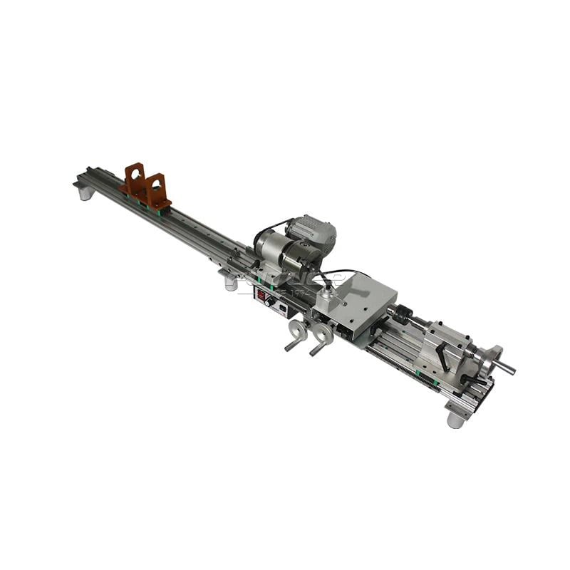 Segmented single track single chuck rod repair machine