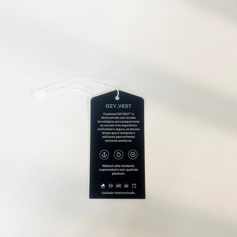 Custom Black Paper Hang Tags Garment Swing Tags With String Logo & Care Symbol Printed Clothing Tags